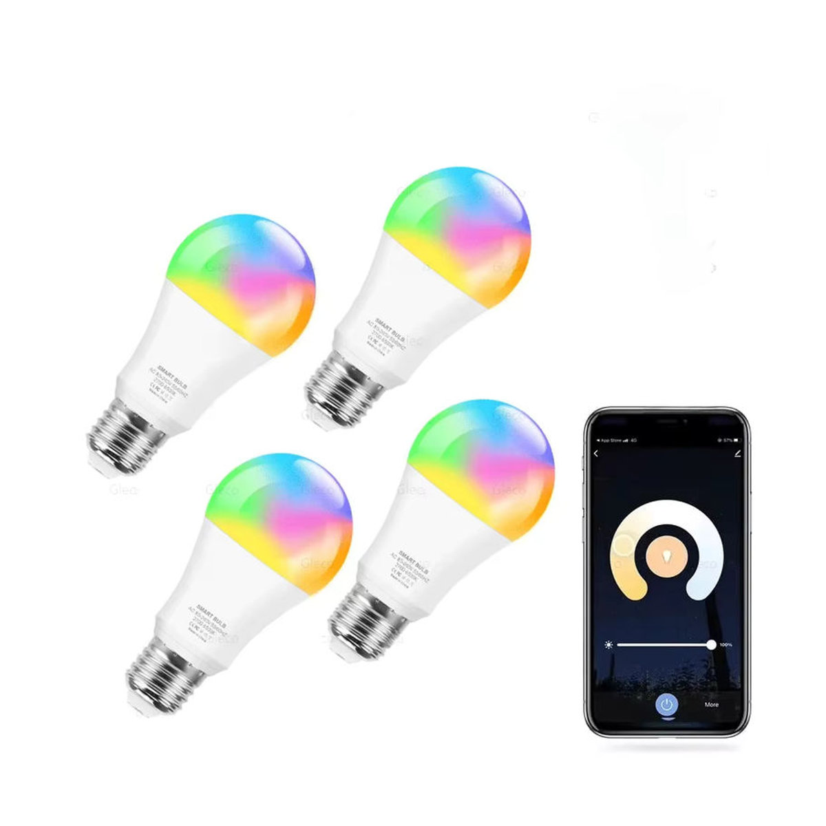 Tuya Smart LED Glühbirne E27 RGB mit WiFi und Bluetooth für Alexa und Google Assistant, Bunt - Bild 3