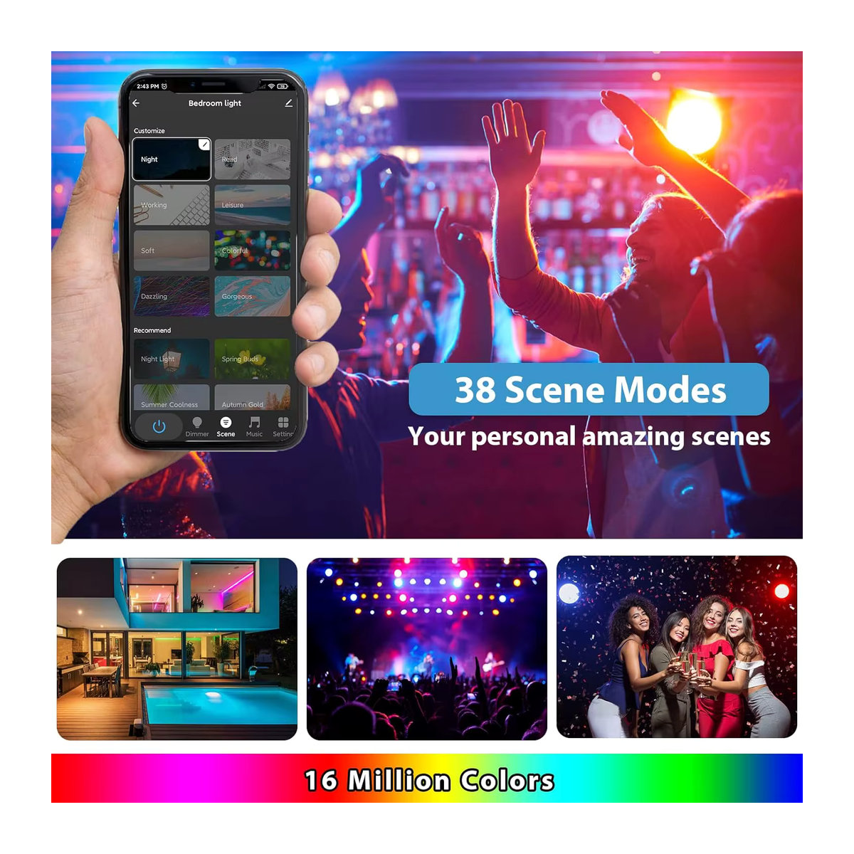 Tuya Smart LED Glühbirne E27 RGB mit WiFi, Zigbee und Bluetooth, kompatibel mit Alexa und Google Assistant, Bunt - Bild 3