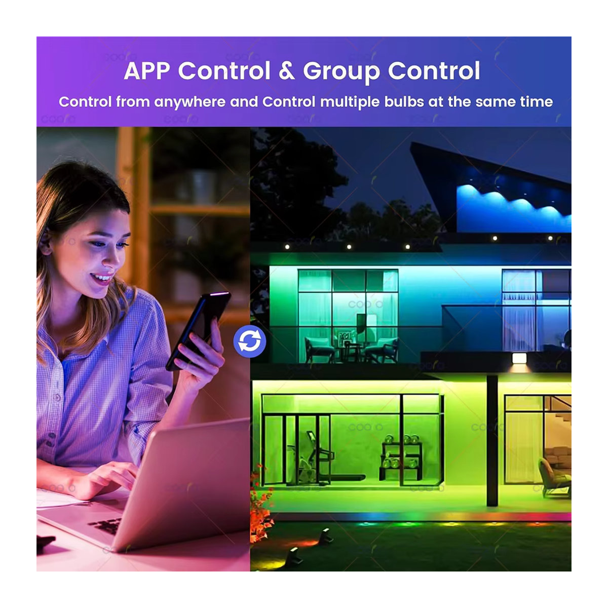 Tuya Smart LED-Lampe E27 mit 15W RGB CW WW, Wifi und Bluetooth, kompatibel mit Alexa, Google Home und Smart Life, Farbe: Bunt - Bild 2