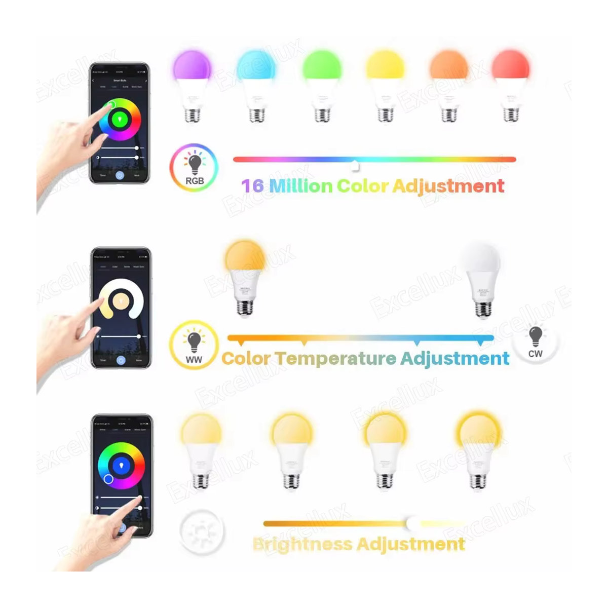 Tuya Smart LED Lampe E27 mit Zigbee, Bluetooth und WiFi, 15W RGB+CW+WW, kompatibel mit Amazon Alexa und Google Home, Bunt - Bild 2