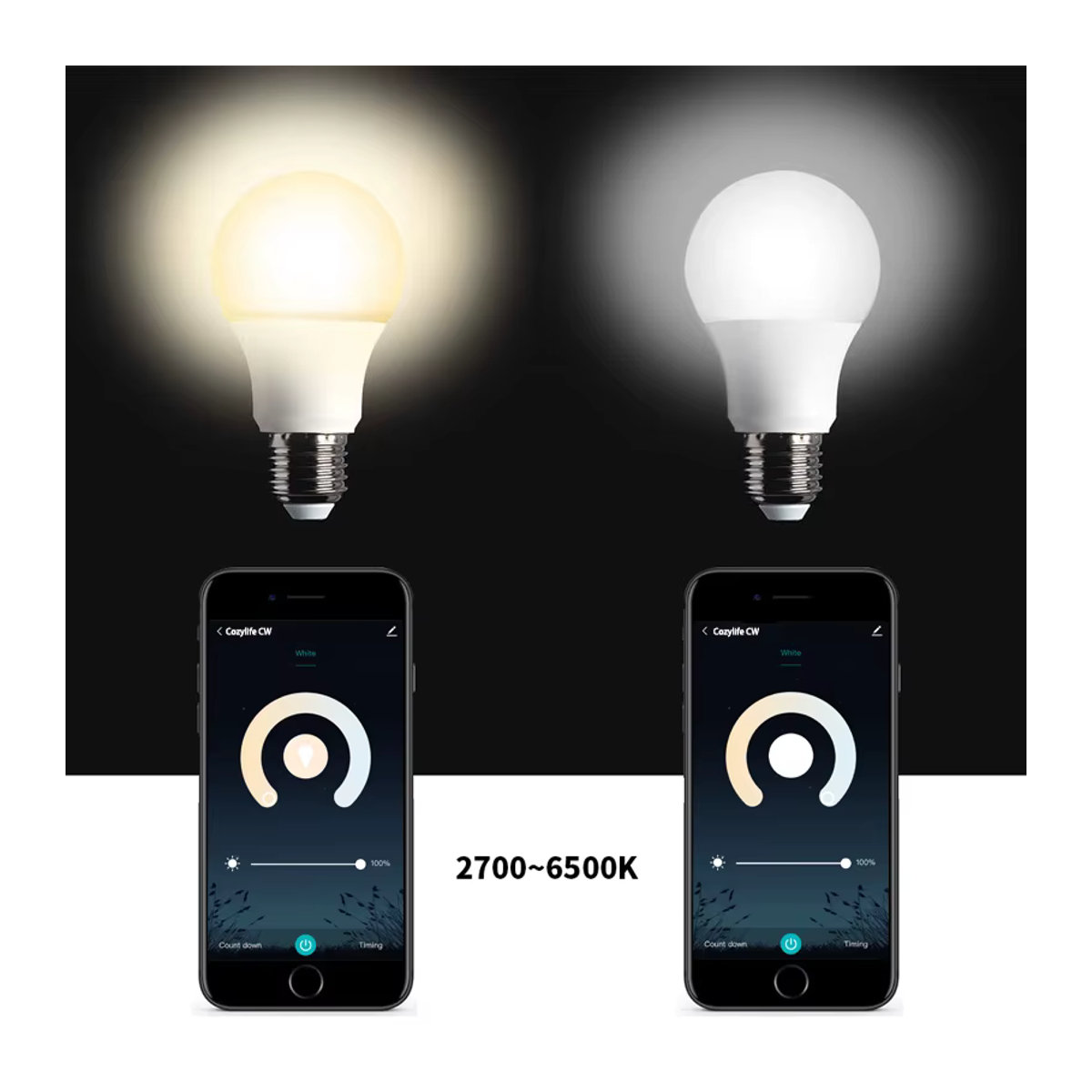 Tuya Smart LED RGB Glühbirne E27 mit Wifi für Google Alexa und Alice Sprachsteuerung, Warmweiß und Kaltweiß sowie Buntfarben - Bild 3