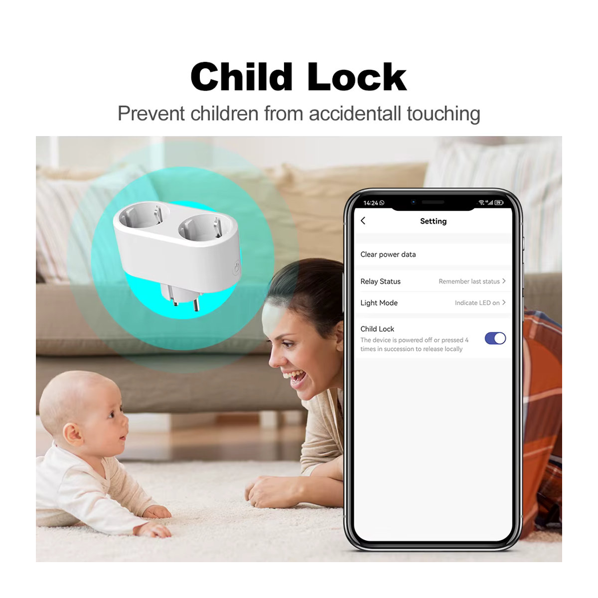 Tuya Smart Plug 2-in-1 WiFi Doppelsteckdose mit Energiemessung und Timer in Weiß - Bild 2