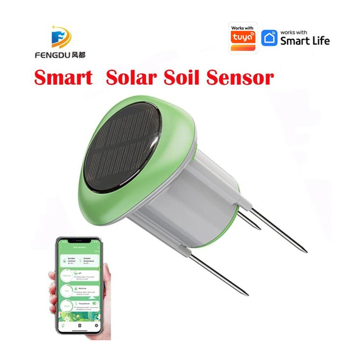 Tuya Smart Solar Boden-Sensor zur Messung von Temperatur, Feuchtigkeit und Bodenqualität für Garten und Landwirtschaft - Bild 1
