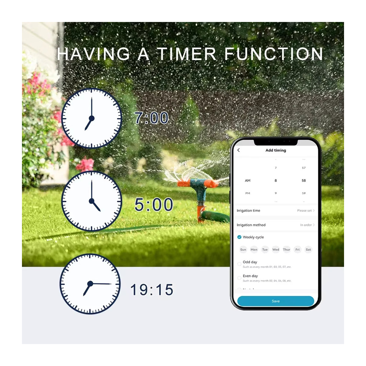 Tuya Smart Sprinkler System WiFi Gartenbewässerungssteuerung mit 6 Zonen, App-gesteuertes Wasserventil und Timer in Weiß - Bild 3
