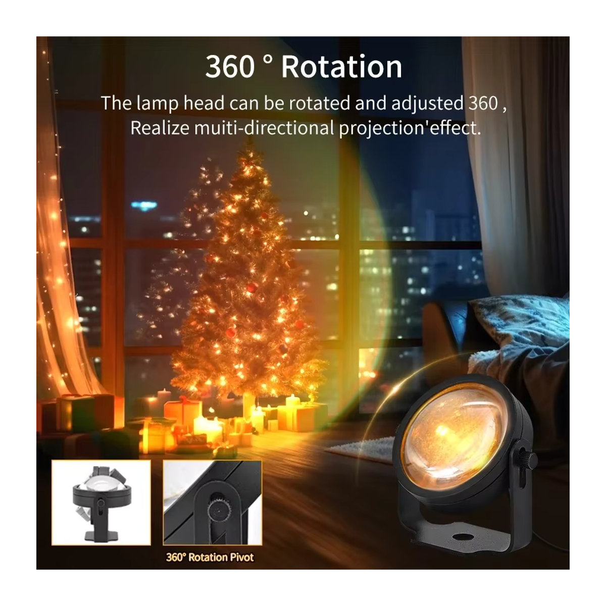 Tuya Smart Sunset Lampe LED Nachtlicht als Sunset Projektor in Schwarz für Fotografie und Party Dekoration - Bild 2