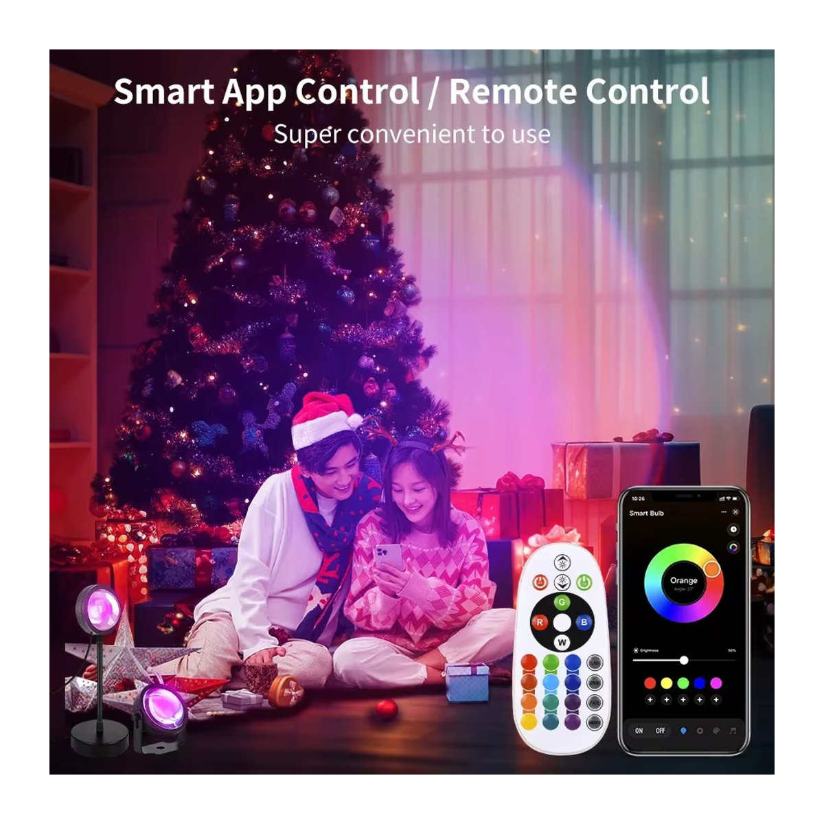 Tuya Smart Sunset Lampe LED Nachtlicht als Sunset Projektor in Schwarz für Fotografie und Party Dekoration - Bild 3