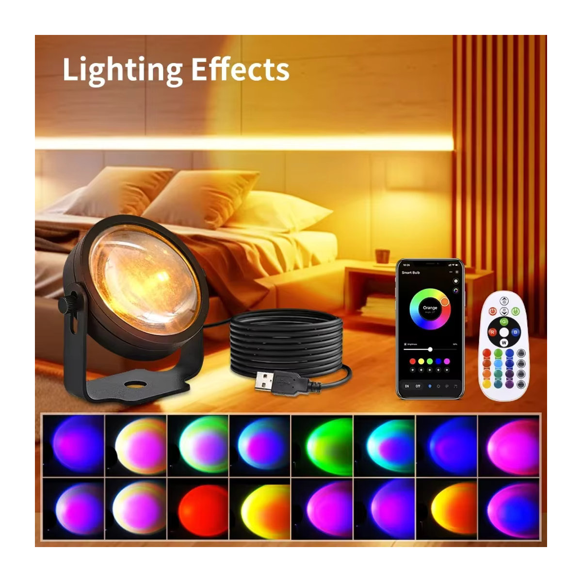 Tuya Smart Sunset Lampe LED Nachtlicht als Sunset Projektor in Schwarz für Fotografie und Party Dekoration - Bild 5