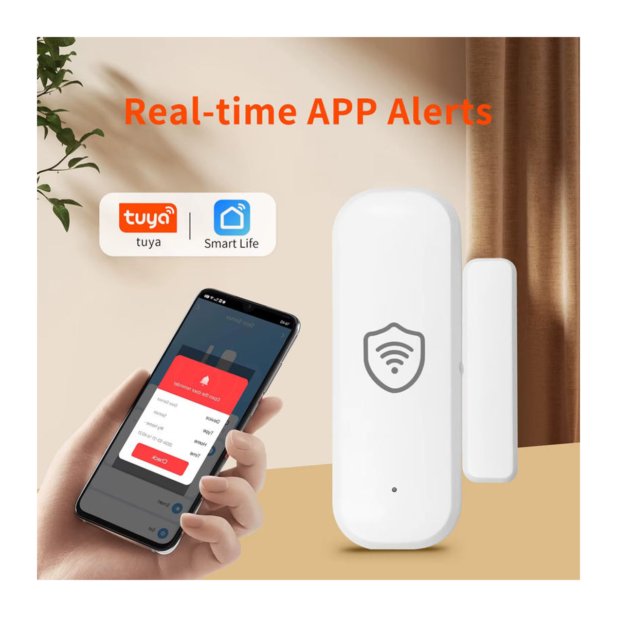Tuya Smart Tür-Kontaktsensor WiFi Zigbee Drahtloser Tür Detektor in Weiß mit App-Steuerung und Alexa sowie Google Home Unterstützung - Bild 2