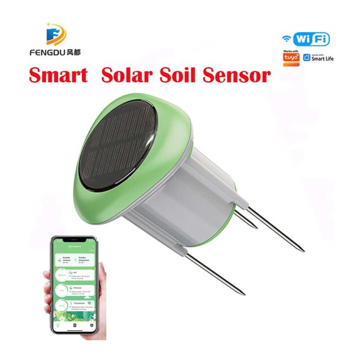 Tuya Smart WiFi Boden Sensor Solar Powered IP66 Drahtloser Boden Tester für Temperatur und Feuchtigkeit in Garten und Rasen - Bild 1