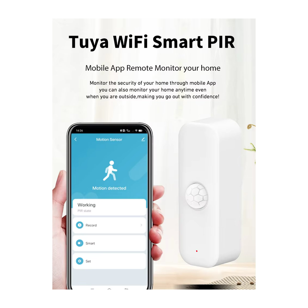 Tuya Smart WiFi PIR Bewegungsmelder in Weiß für Home Security und Automatisierung mit Alexa und Google Home Unterstützung - Bild 2