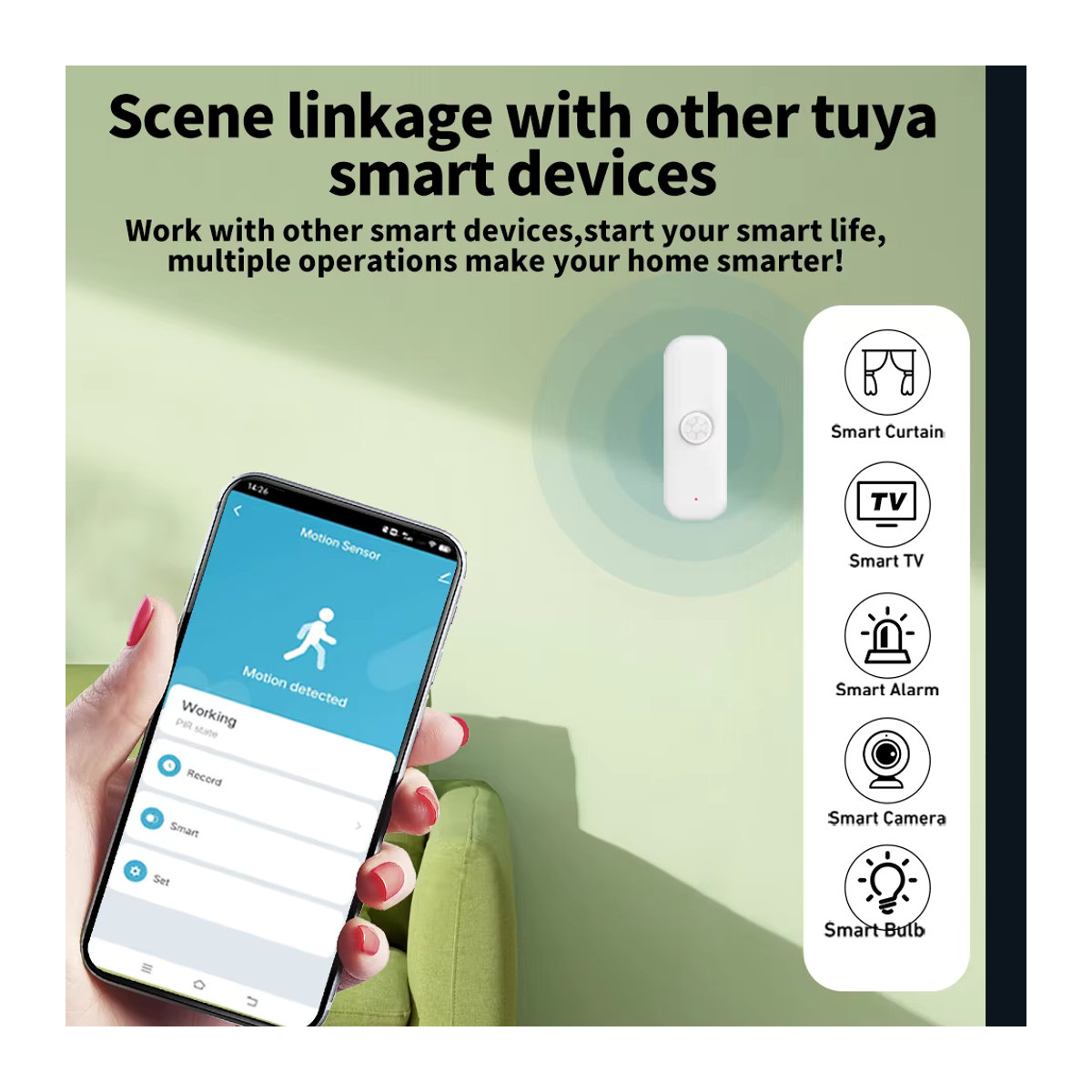 Tuya Smart WiFi PIR Bewegungsmelder in Weiß für Home Security und Automatisierung mit Alexa und Google Home Unterstützung - Bild 3