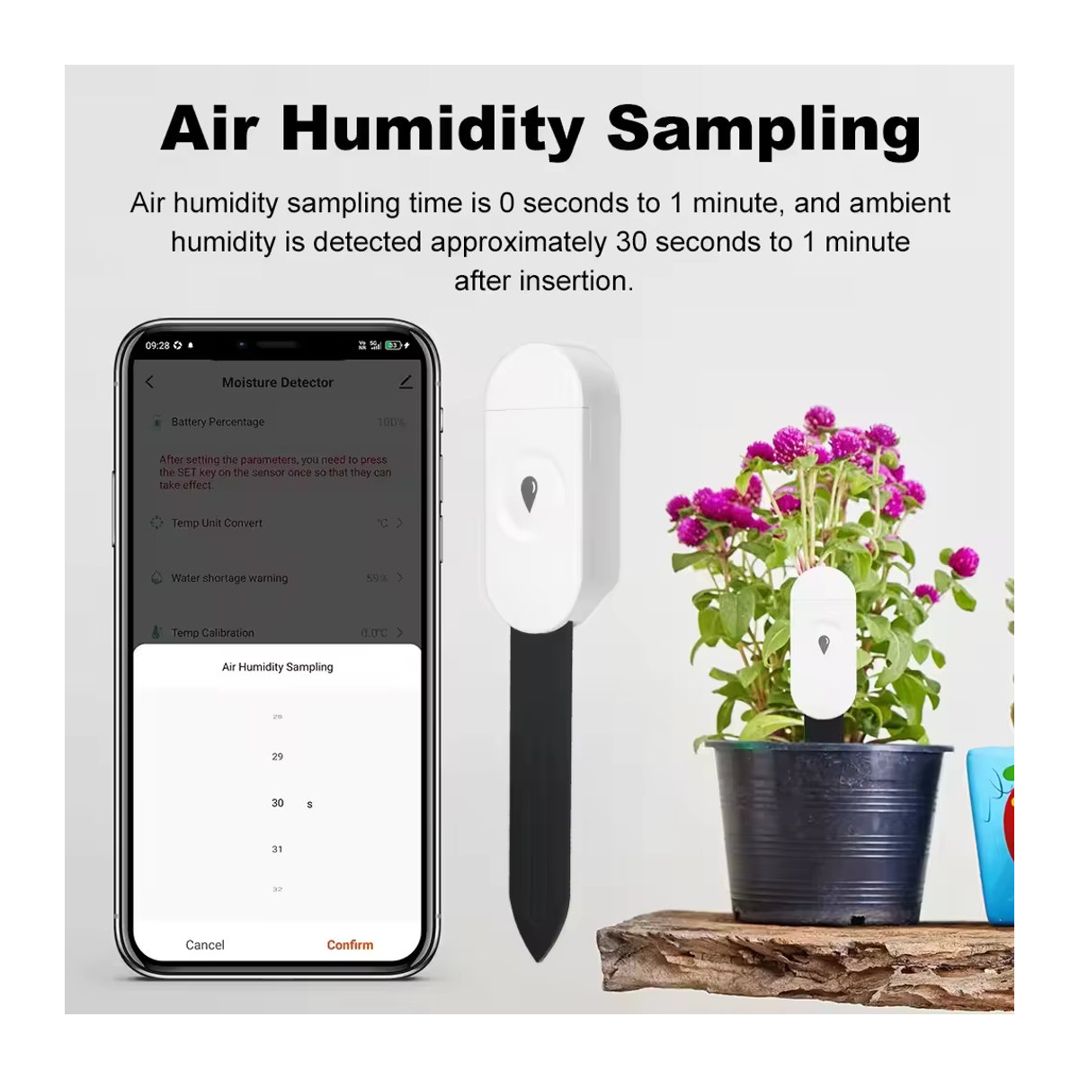 Tuya Smart Zigbee Bodenfeuchtigkeitssensor mit Temperaturmessung für Pflanzen, kompatibel mit Alexa und Google Home - Bild 3