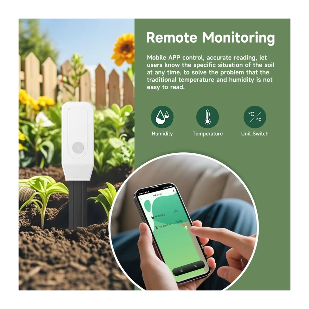 Tuya Wifi Boden-Sensor zur Messung von Feuchtigkeit und Temperatur für Pflanzen, Garten und Rasen - Bild 3