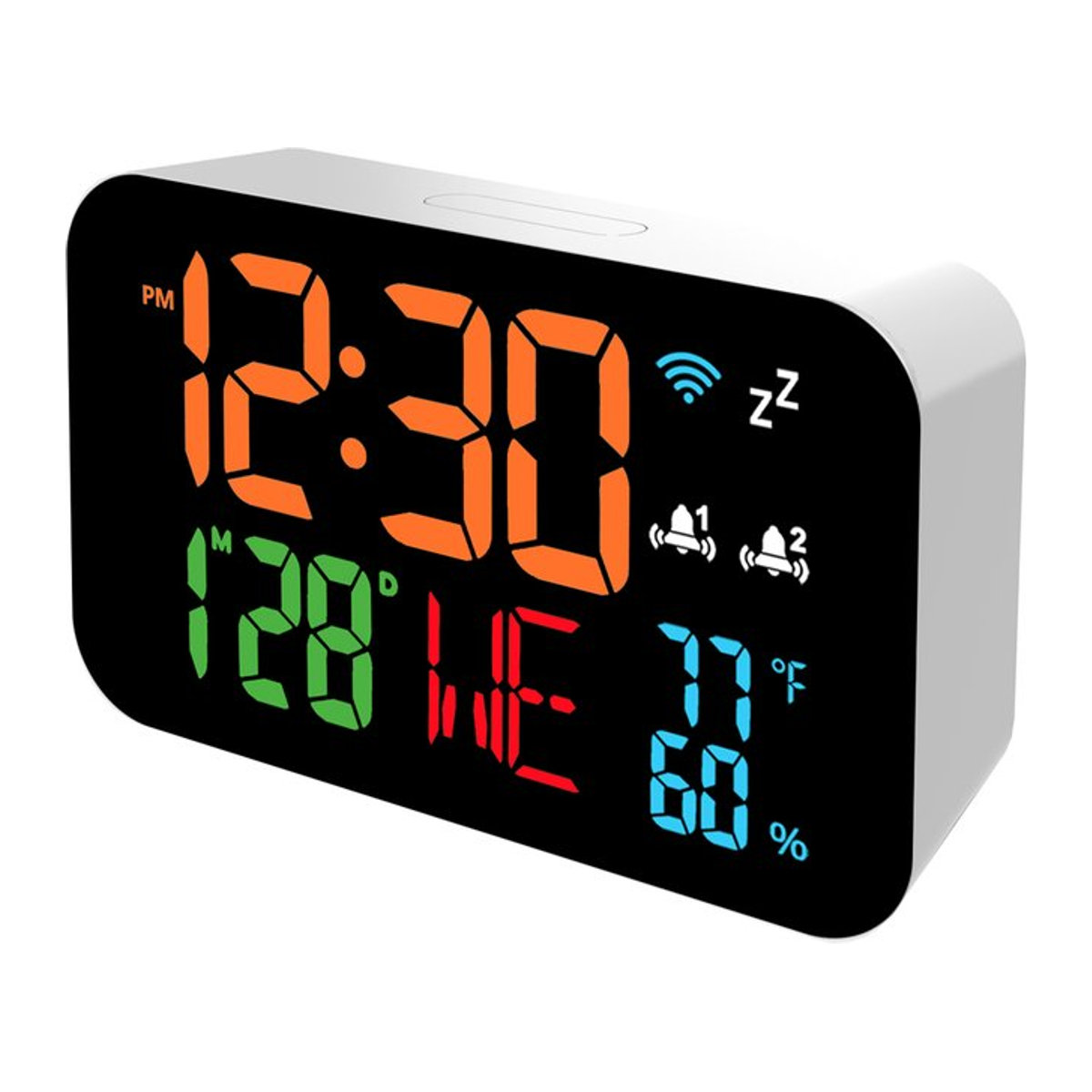 Tuya WiFi Desktop Uhr mit Kalender, intelligentes Thermometer und Hygrometer, Digital LED Display, weiß - Bild 1