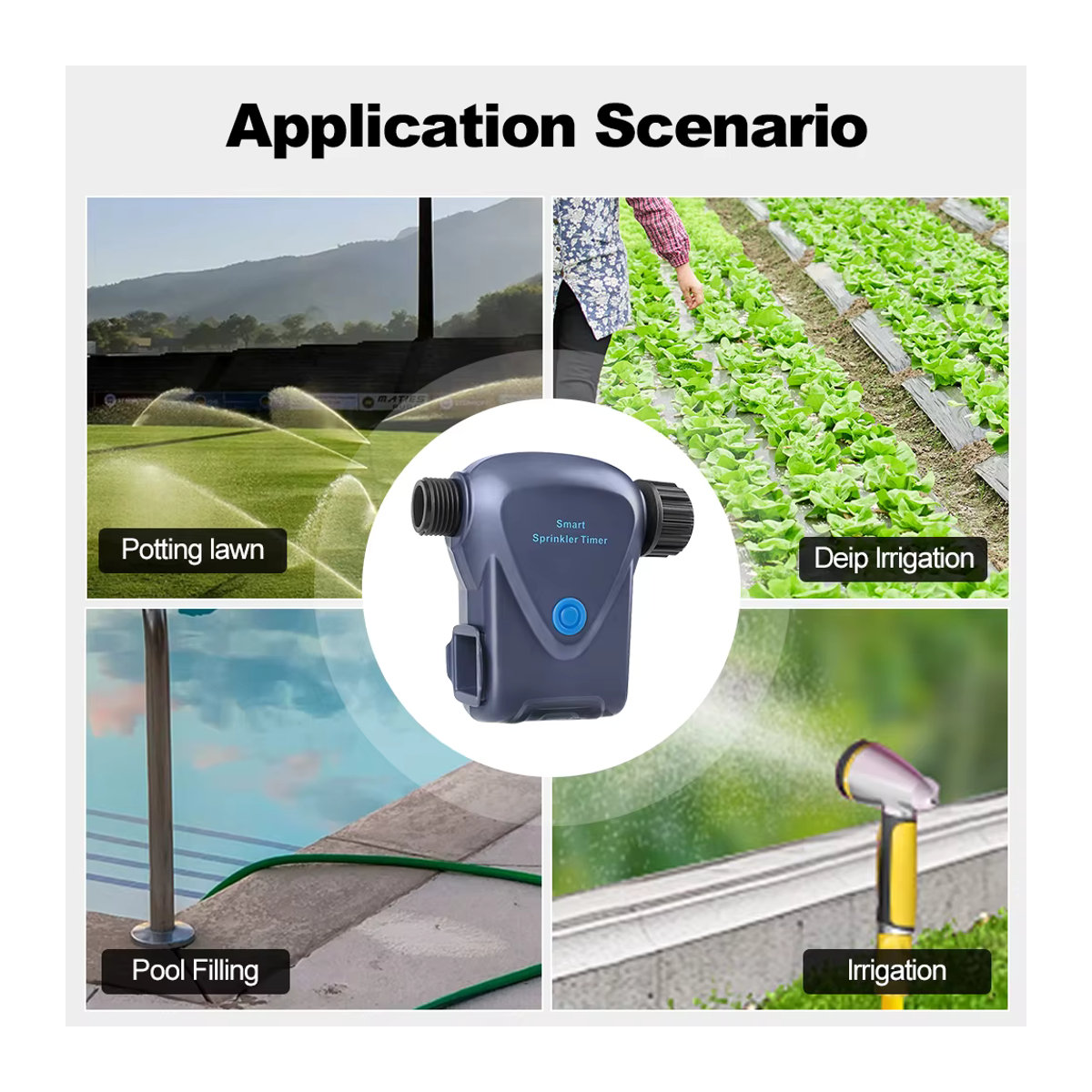 Tuya Zigbee 3.0 Intelligenter Wassertimer für die Gartenbewässerung, App-gesteuerter Sprinkler in Grau, kompatibel mit Google Home und Alexa - Bild 5