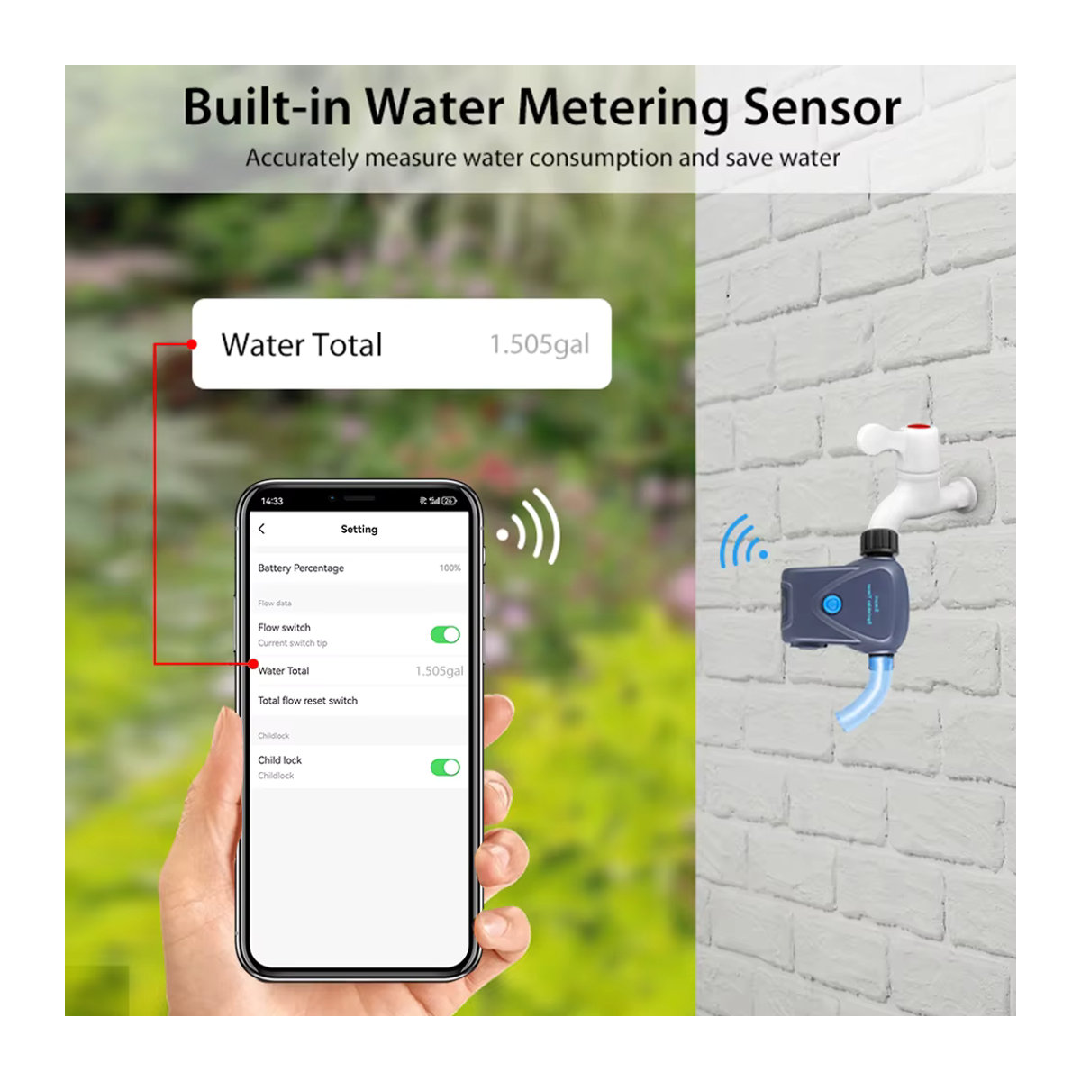 Tuya Zigbee 3.0 Intelligenter Wassertimer für die Gartenbewässerung, App-gesteuerter Sprinkler in Grau, kompatibel mit Google Home und Alexa - Bild 6