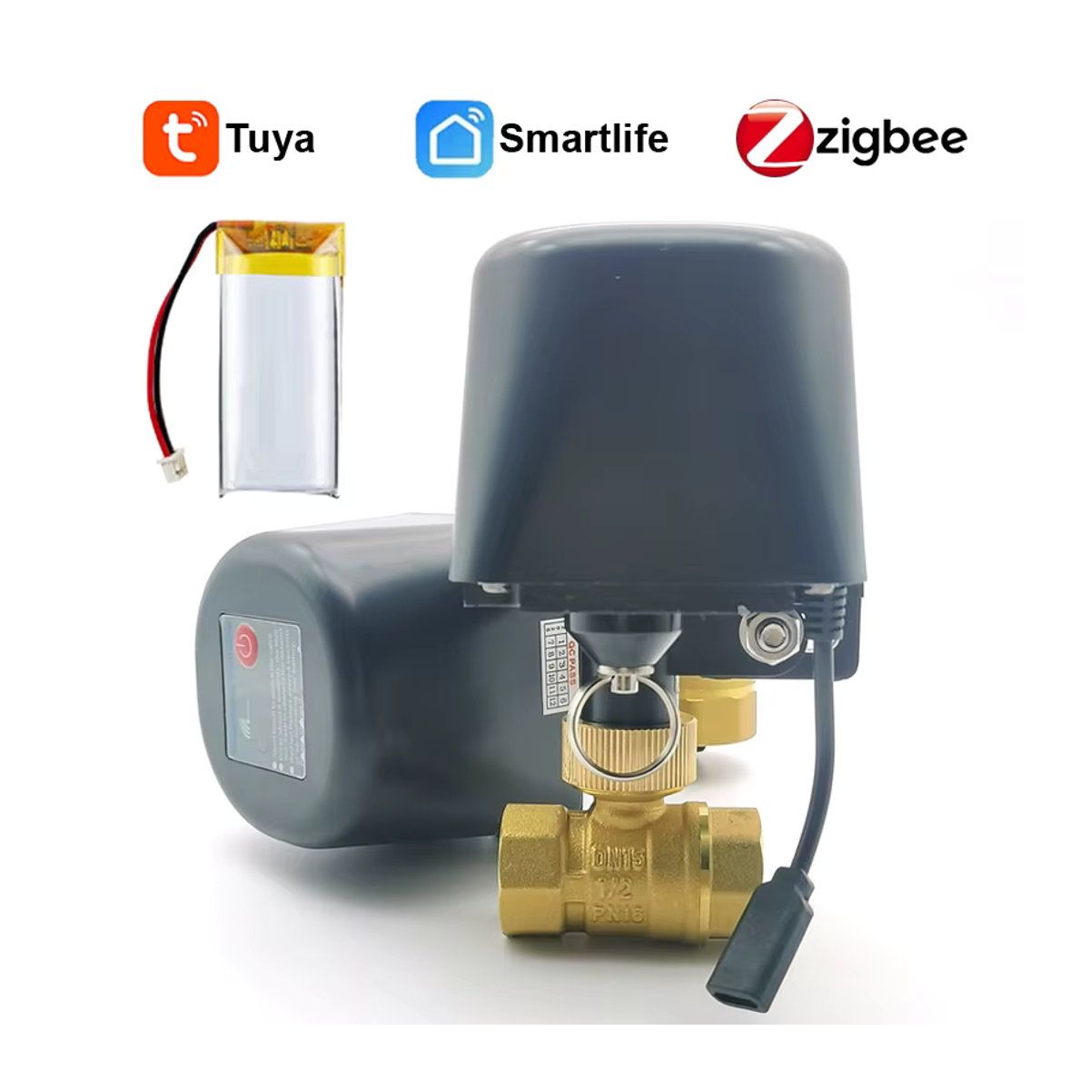 Tuya Zigbee Bewässerungssteuerung mit Akku und App-Steuerung, Automatischer Bewässerungs-Timer für den Garten, Wasser Ventil DN25 aus Messing, Schwarz - Bild 5