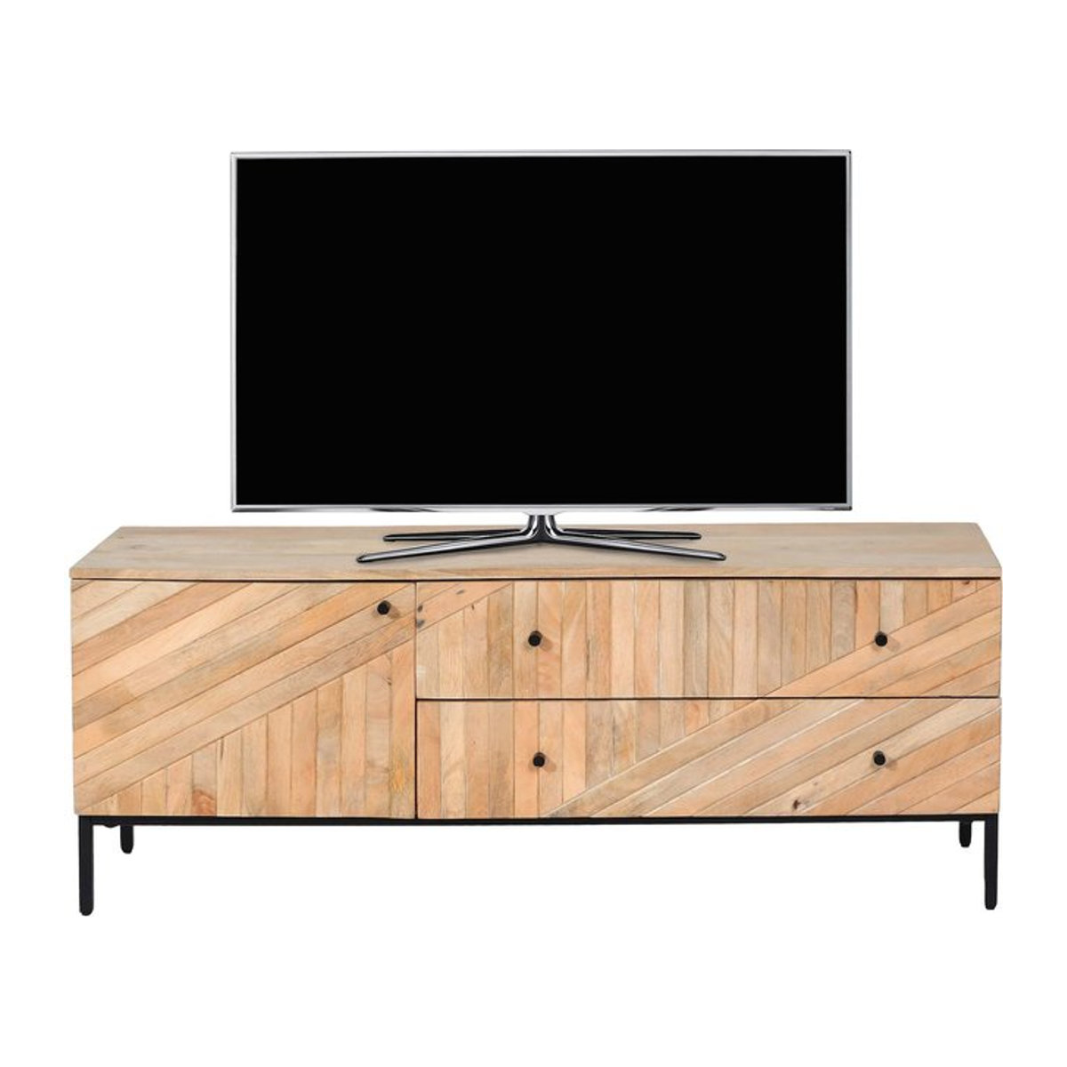 TV-Rack MCW-L95 Lowboard aus Massivholz Mango in Natur, B/T/H: 145 x 43 x 56 cm - Bild 1