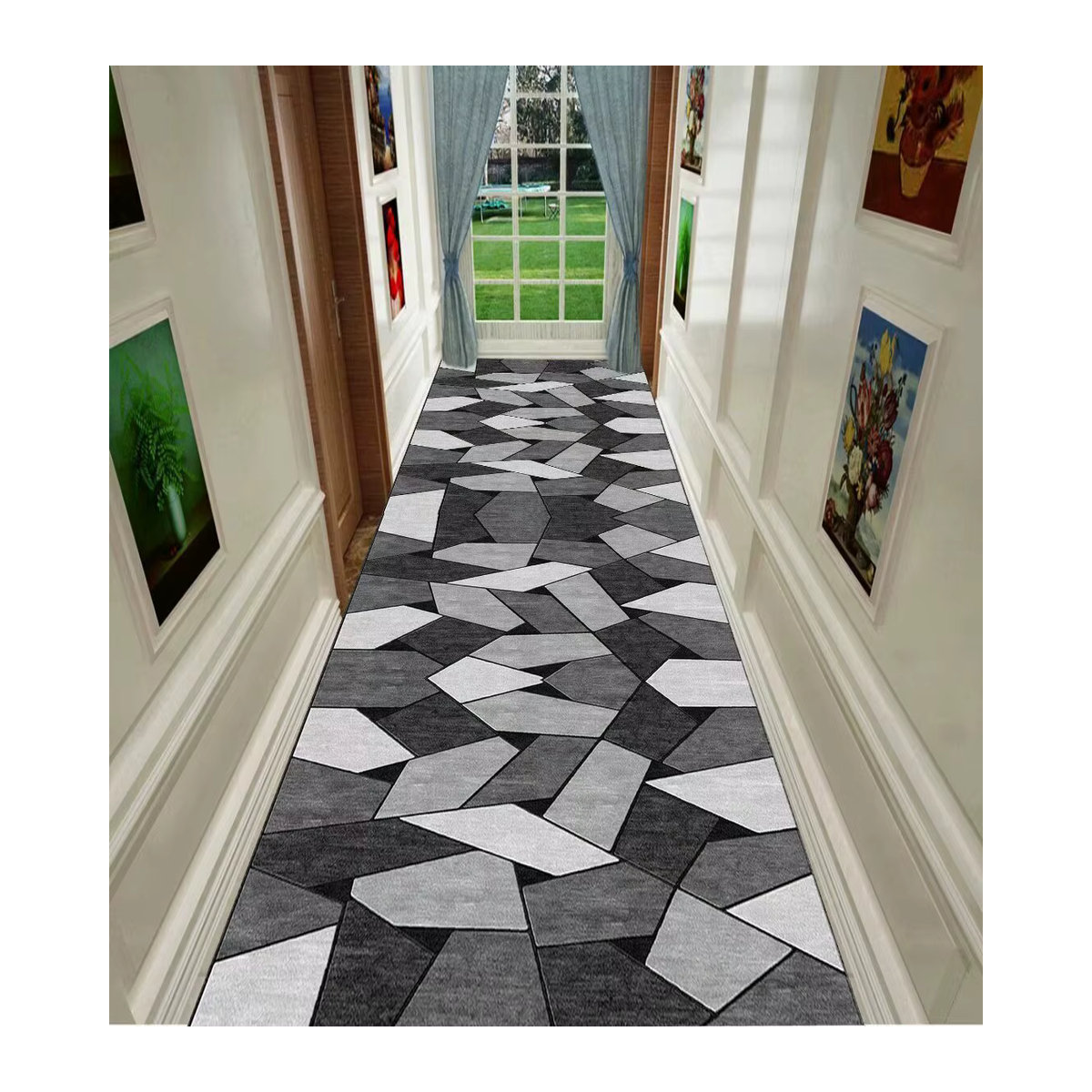 TVIKAMA Langflor-Teppich für Flur, Treppe und Eingangsbereich, Grau, Bedruckt - Bild 2