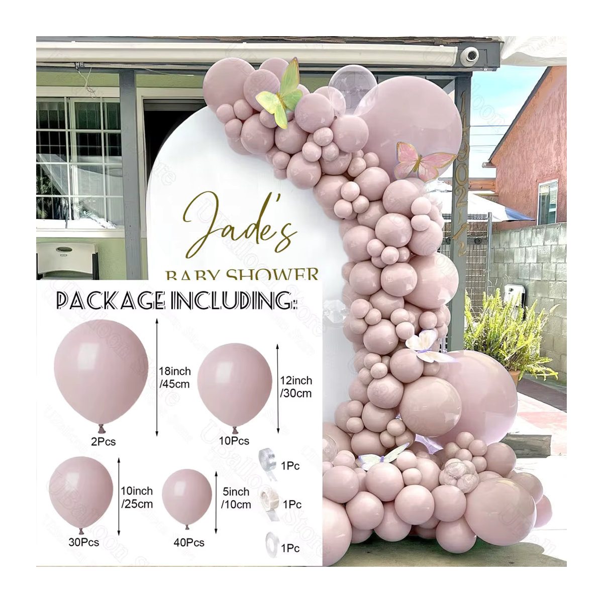 Twilight Pink Ballonbogen in Dusty Boho Haze Pink für Geburtstag, Babyparty und Hochzeit - Bild 2