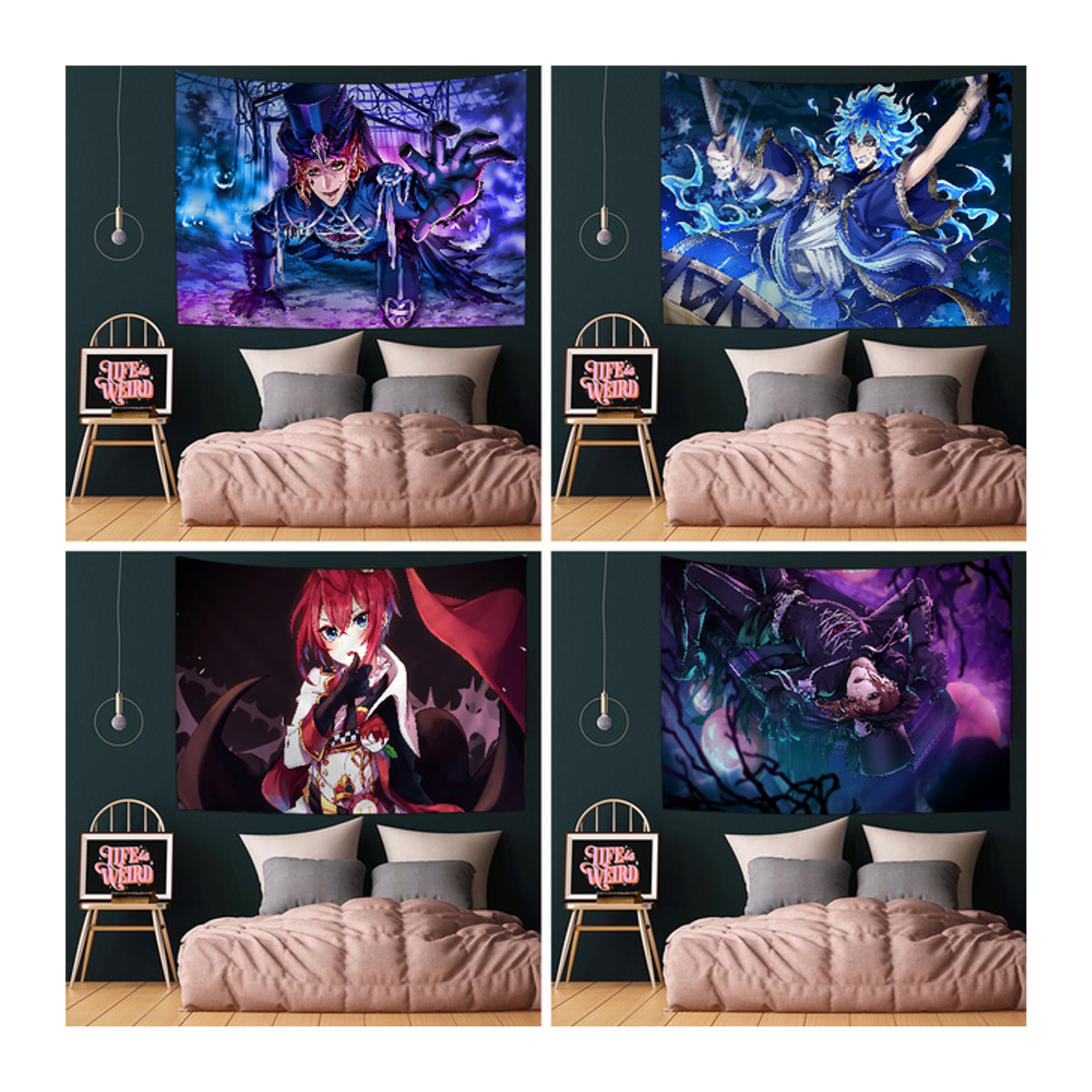 Twisted Wonderland Anime Wandteppich von Potdemiel in Mehrfarbig als rechteckiges Textil-Wanddekor - Bild 1