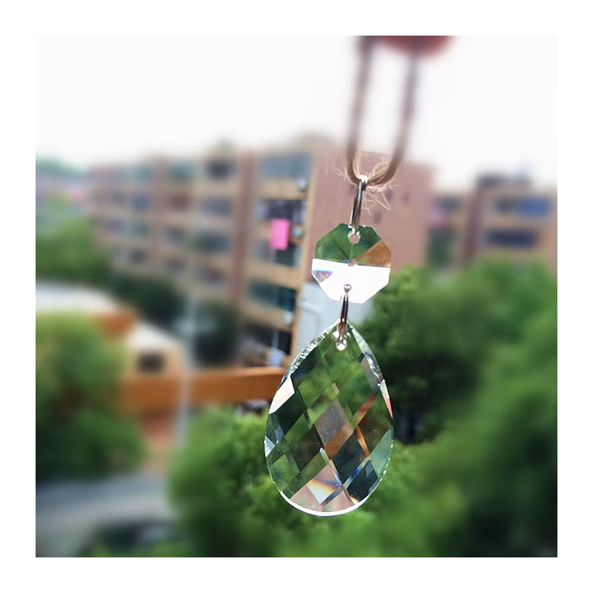 TZ Kristall Sun Catcher Anhänger in Transparent mit achteckigem Prisma und Glasperlen für Weihnachtsbaum und Kronleuchter, Durchmesser: 3,8 cm - Bild 6