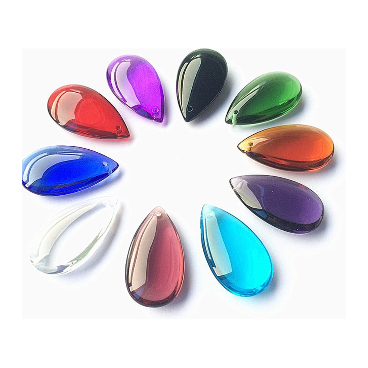 TZ Mehrfarbige Glas-Dekosteine in Teardrop-Form für Kronleuchter und Vorhang-Anhänger, Durchmesser: 3,8 cm - Bild 1
