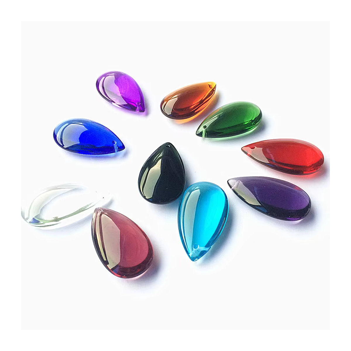 TZ Mehrfarbige Glas-Dekosteine in Teardrop-Form für Kronleuchter und Vorhang-Anhänger, Durchmesser: 3,8 cm - Bild 2