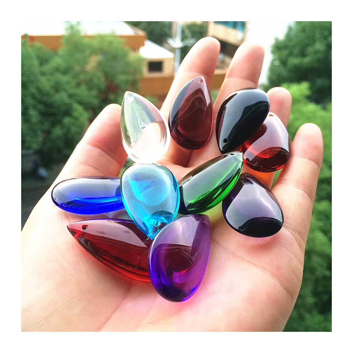 TZ Mehrfarbige Glas-Dekosteine in Teardrop-Form für Kronleuchter und Vorhang-Anhänger, Durchmesser: 3,8 cm - Bild 4