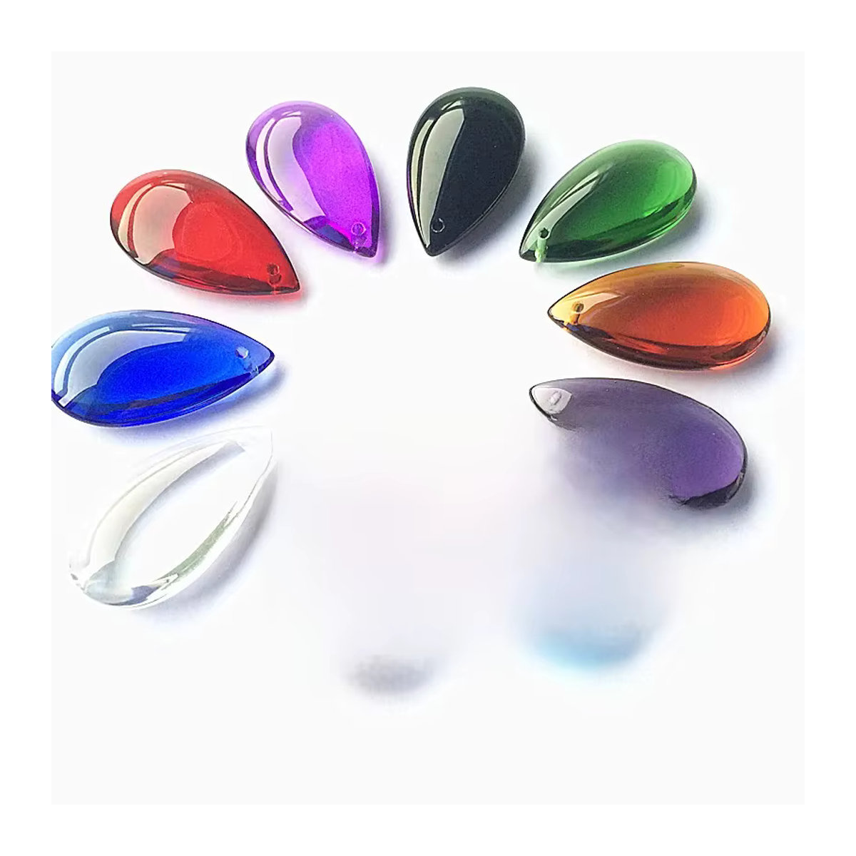 TZ Mehrfarbige Glas-Dekosteine in Teardrop-Form für Kronleuchter und Vorhang-Anhänger, Durchmesser: 3,8 cm - Bild 7