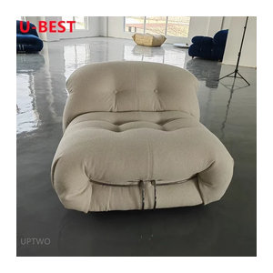 U-BEST Mid-Century Designer-Einzelsofa aus weißem Bouclé-Stoff im Retro-Design