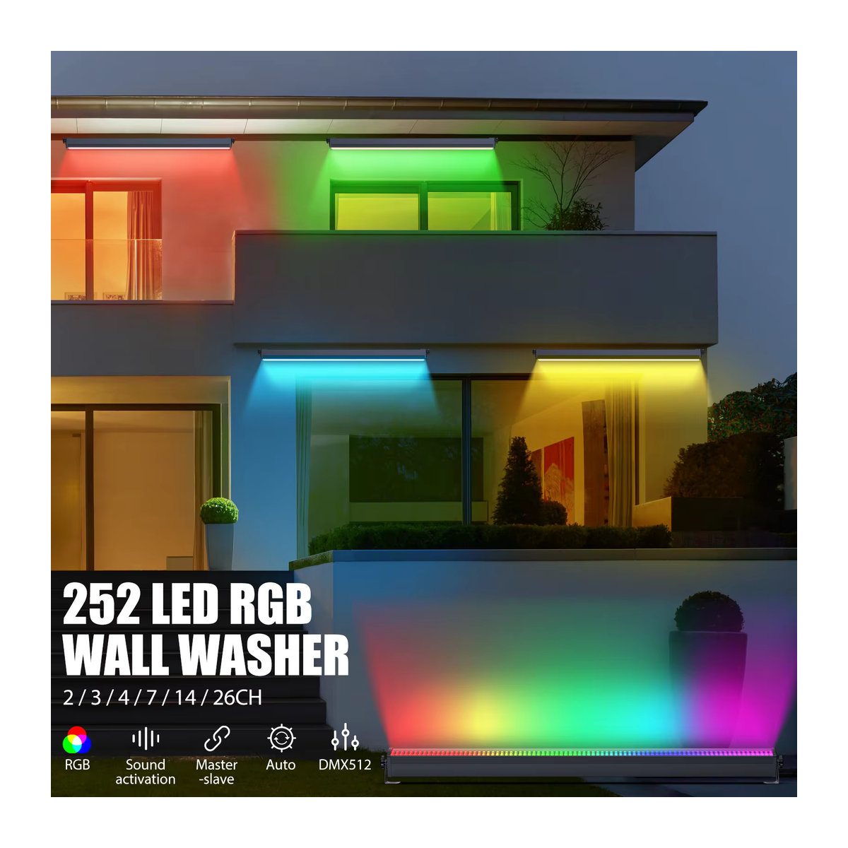 U'King 2er-Set RGB LED Wall Wash Strahler mit DMX512 für Bühne, DJ und Events, Bunt, Aluminium - Bild 2