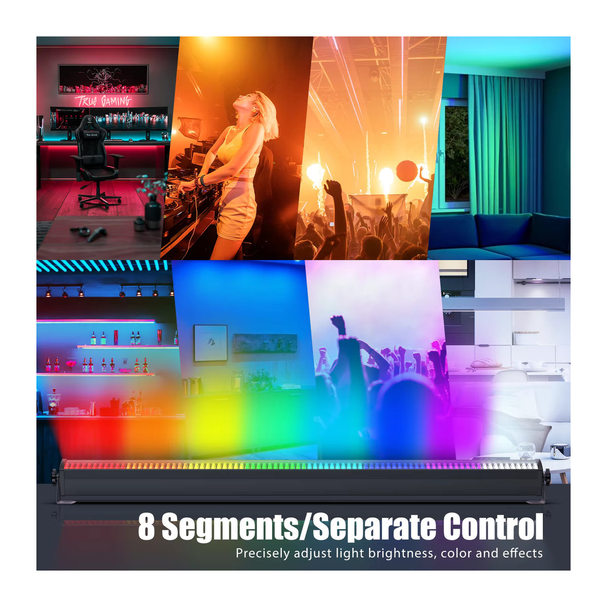 U'King 2er-Set RGB LED Wall Wash Strahler mit DMX512 für Bühne, DJ und Events, Bunt, Aluminium - Bild 5