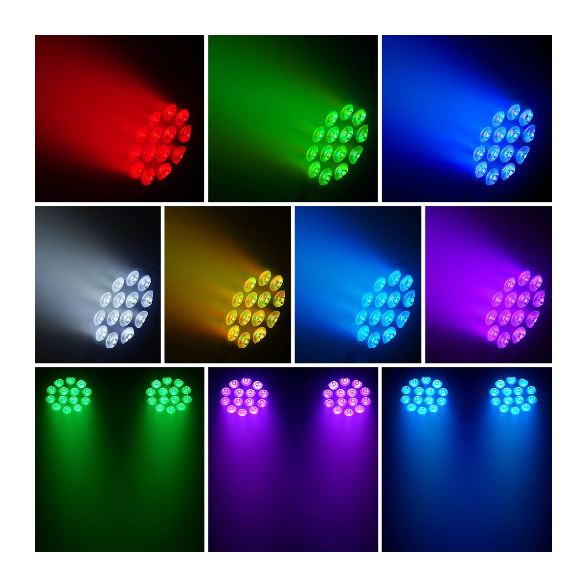 U'King 4er Set 80W LED Par Licht 4in1 RGBW mit 14 LEDs, DMX512 und Fernbedienung, Flache Bühnenstrahler in Schwarz - Bild 3