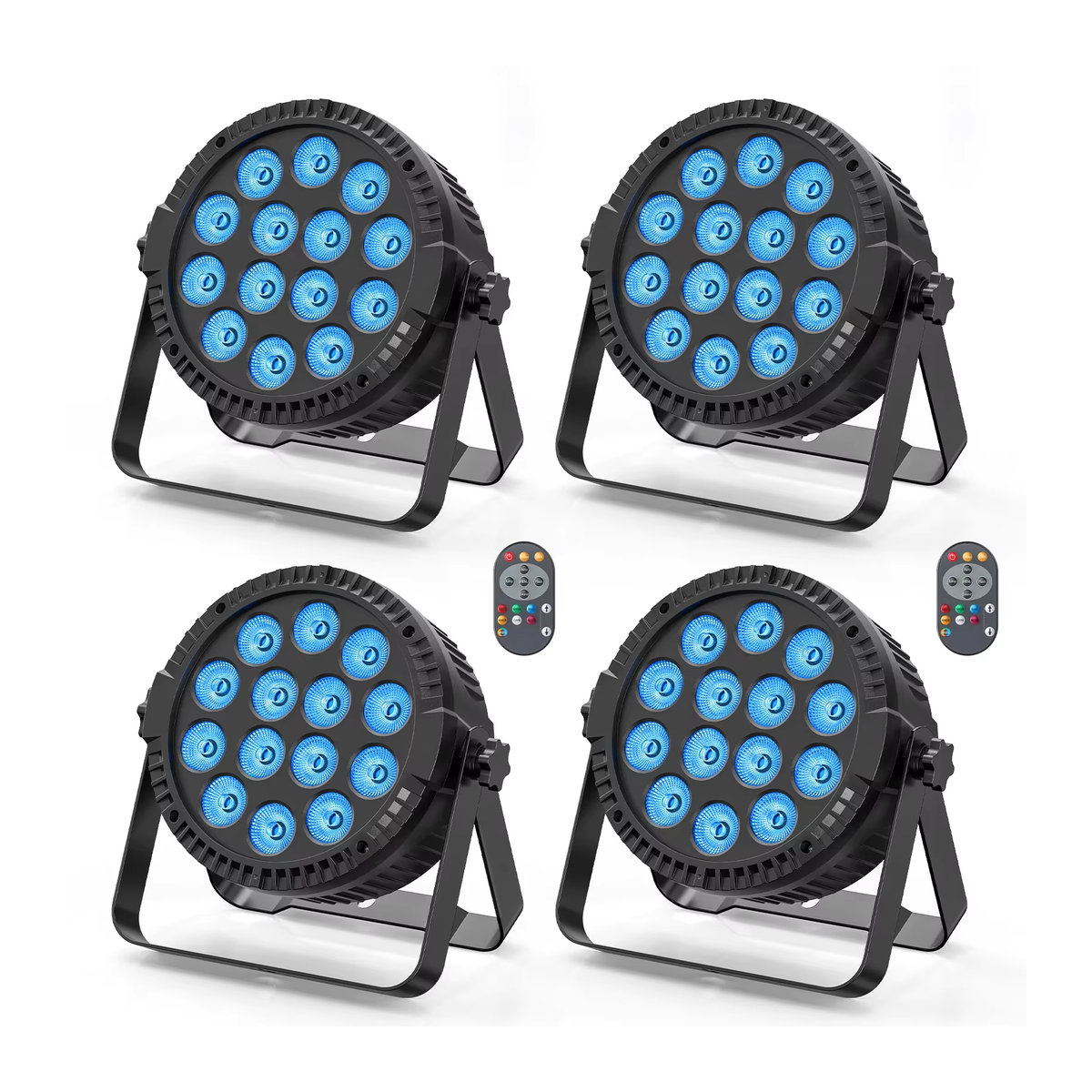 U'King 4er Set 80W LED Par Licht 4in1 RGBW mit 14 LEDs, DMX512 und Fernbedienung, Flache Bühnenstrahler in Schwarz - Bild 7