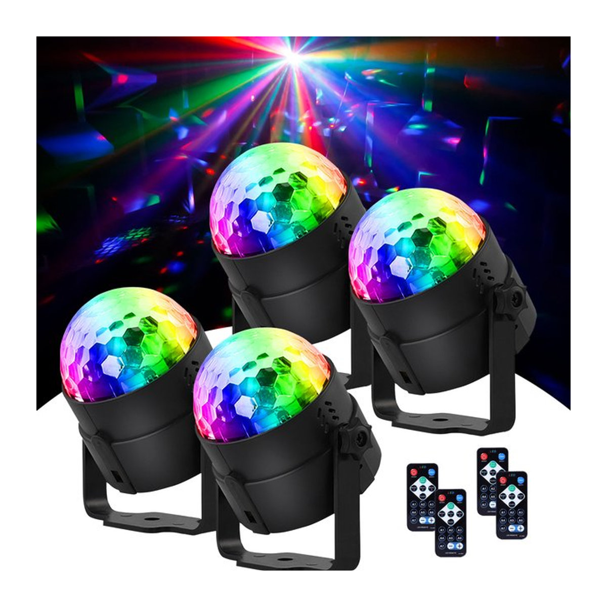 U'King 4er Set RGB LED Diskokugel mit Fernbedienung für DJ, Party und Club Show - Bild 1