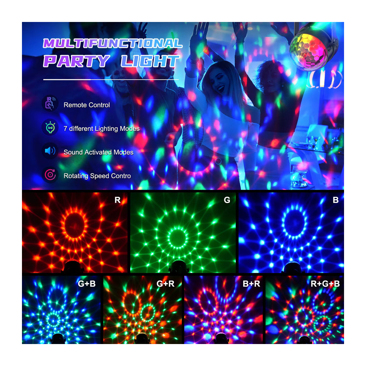 U'King 4er Set RGB LED Diskokugel mit Fernbedienung für DJ, Party und Club Show - Bild 2