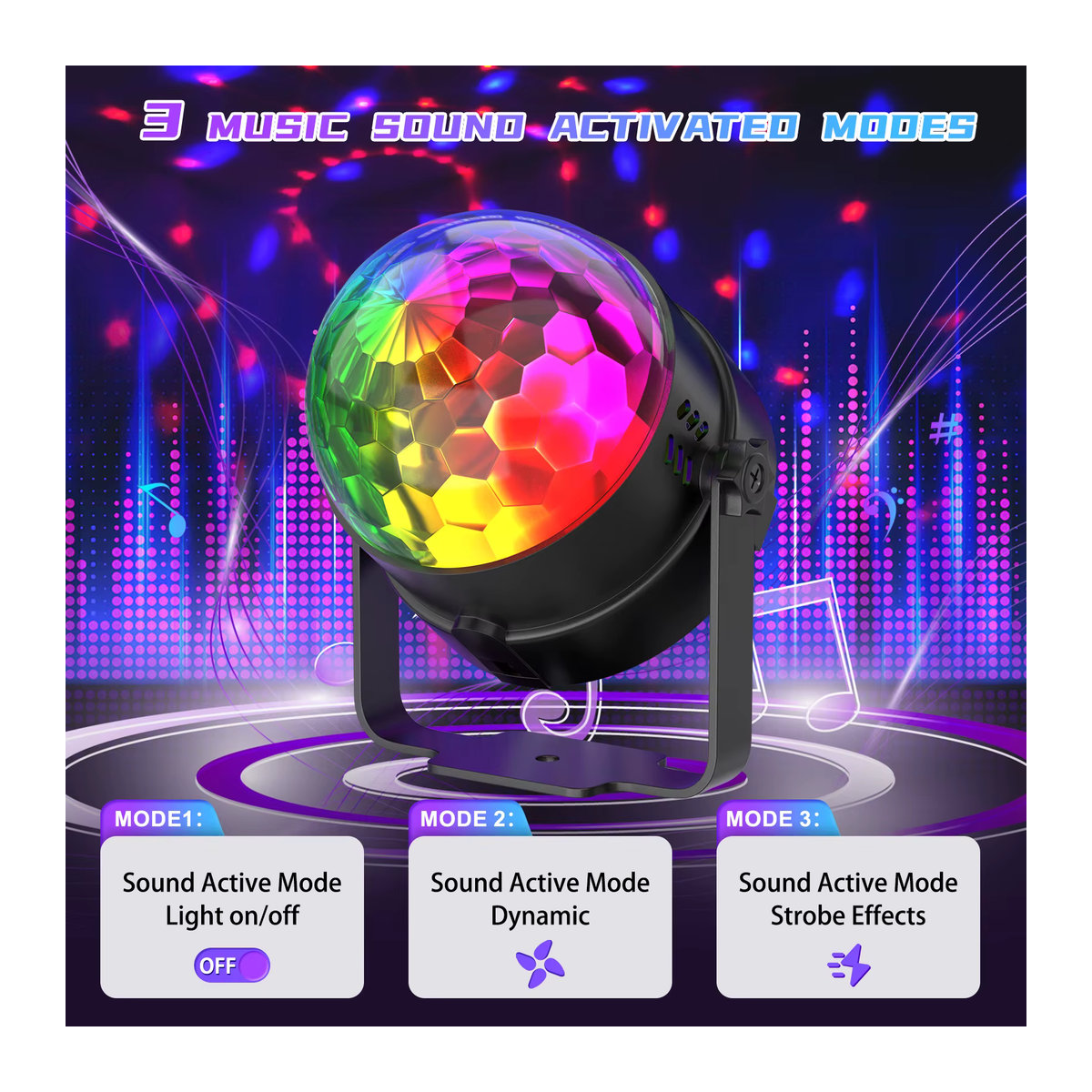 U'King 4er Set RGB LED Diskokugel mit Fernbedienung für DJ, Party und Club Show - Bild 3