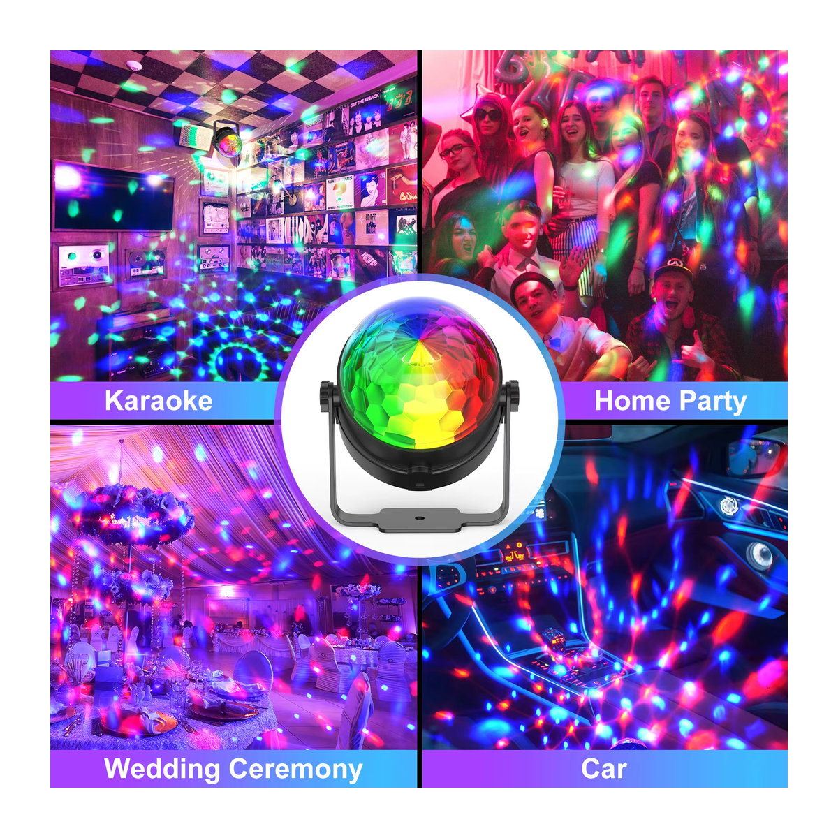 U'King 4er Set RGB LED Diskokugel mit Fernbedienung für DJ, Party und Club Show - Bild 4