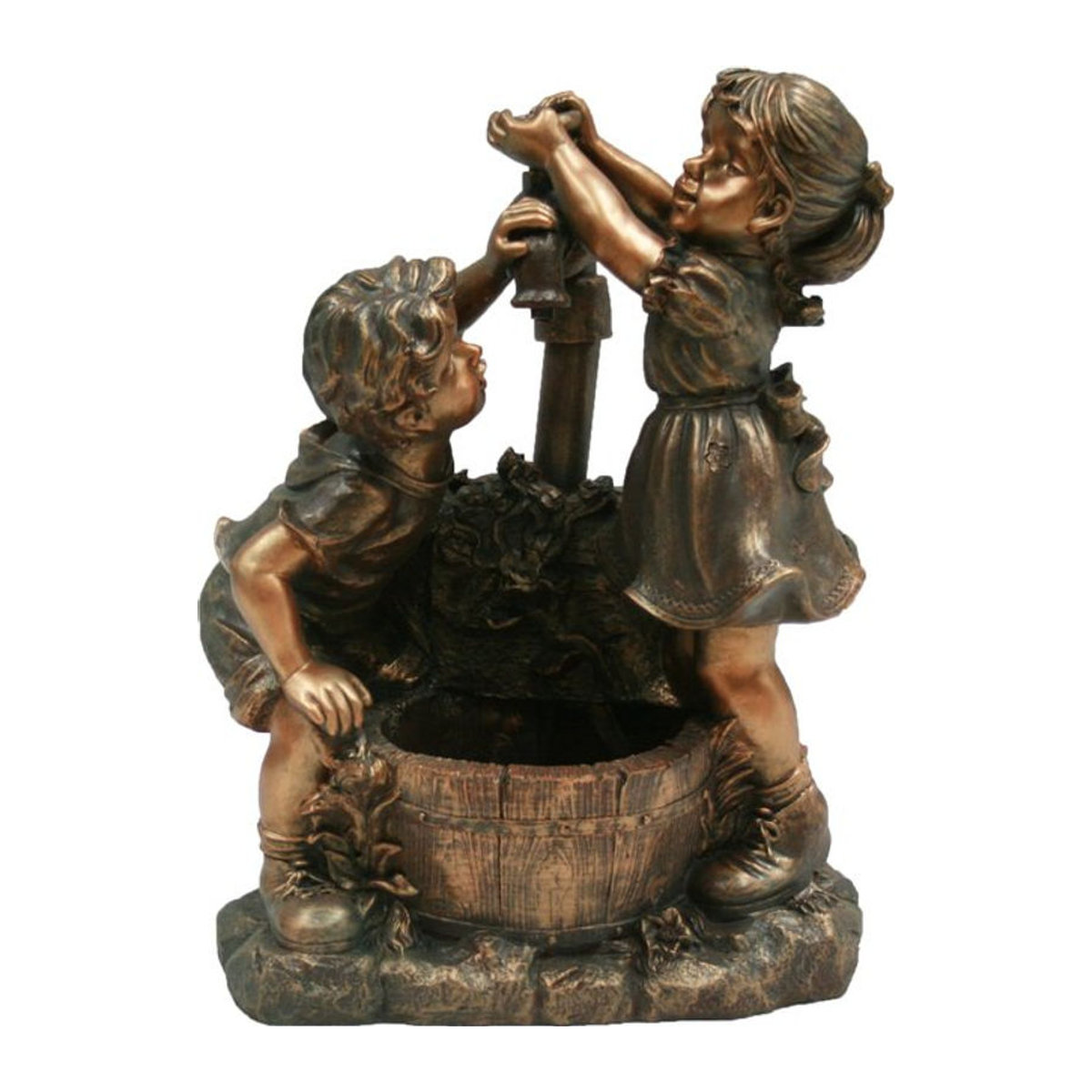 Ubbink AcquaArte Memphis Gartenbrunnen Set Kinder am Brunnen aus Kunstharz in Braun, H: 64 cm, B: 47 cm, T: 26,5 cm - Bild 1