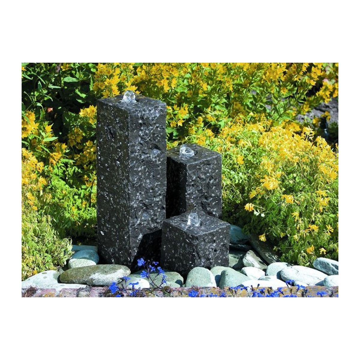 Ubbink AcquaArte Modena Granitsäulen Gartenbrunnen Set mit LED Springbrunnen in Grau und Anthrazit - Bild 1