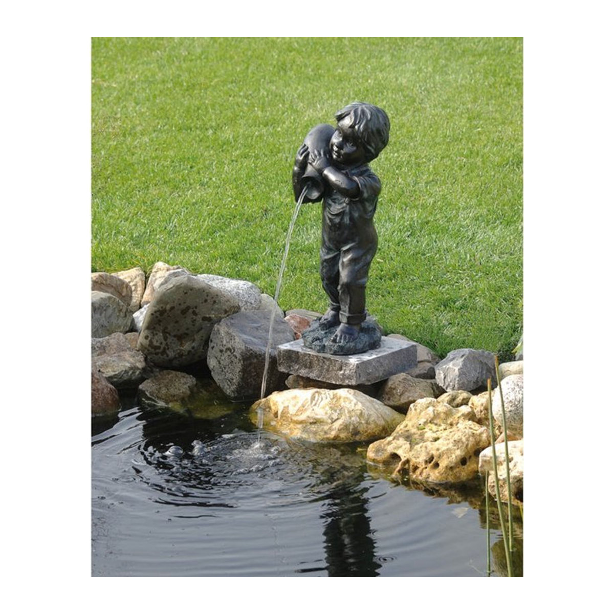Ubbink Yannick Wasserspeier Teichfigur in Bronze-Optik aus Kunstharz, Höhe: 48 cm, Breite: 22,5 cm, Tiefe: 22,5 cm - Bild 1