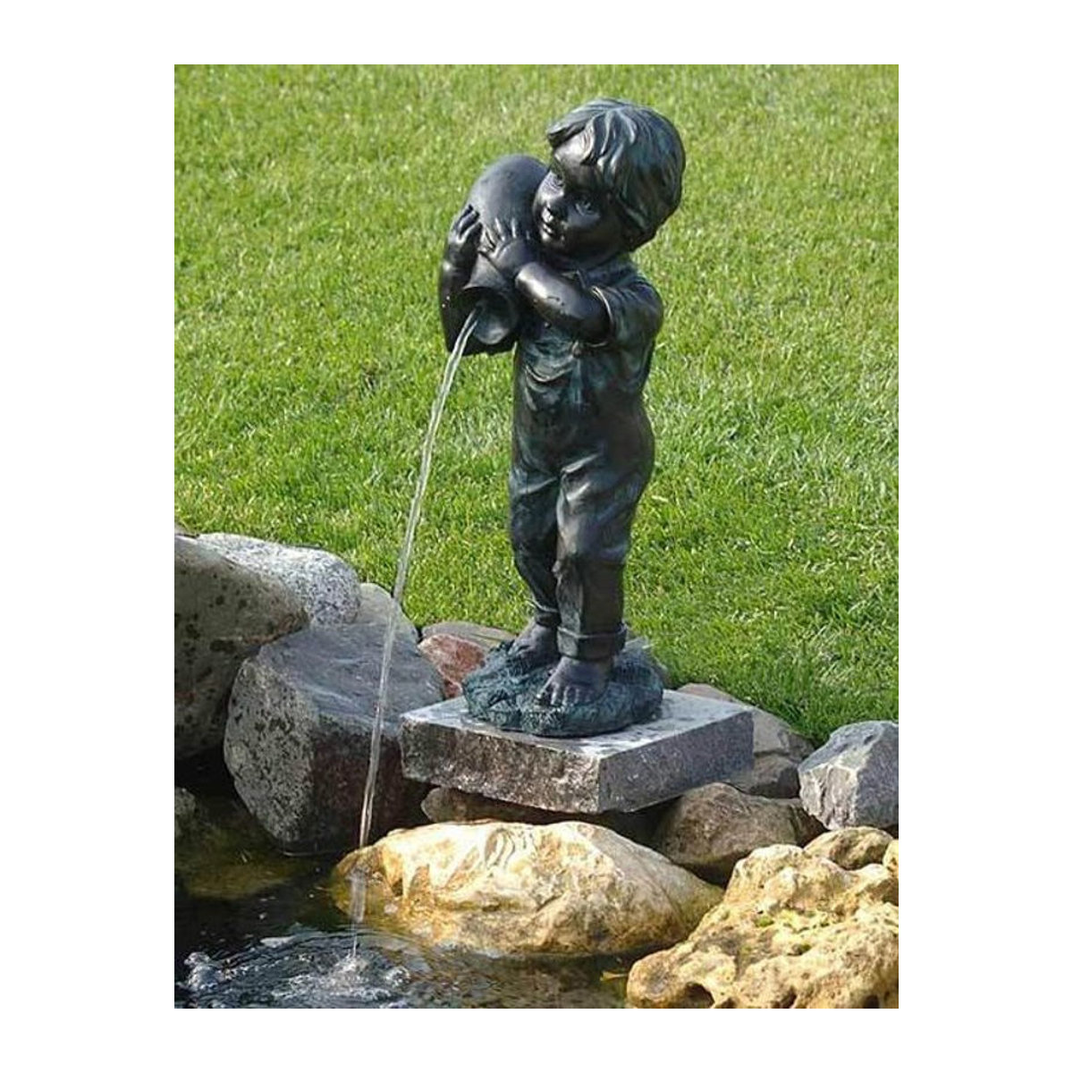 Ubbink Yannick Wasserspeier Teichfigur in Bronze-Optik aus Kunstharz, Höhe: 48 cm, Breite: 22,5 cm, Tiefe: 22,5 cm - Bild 2
