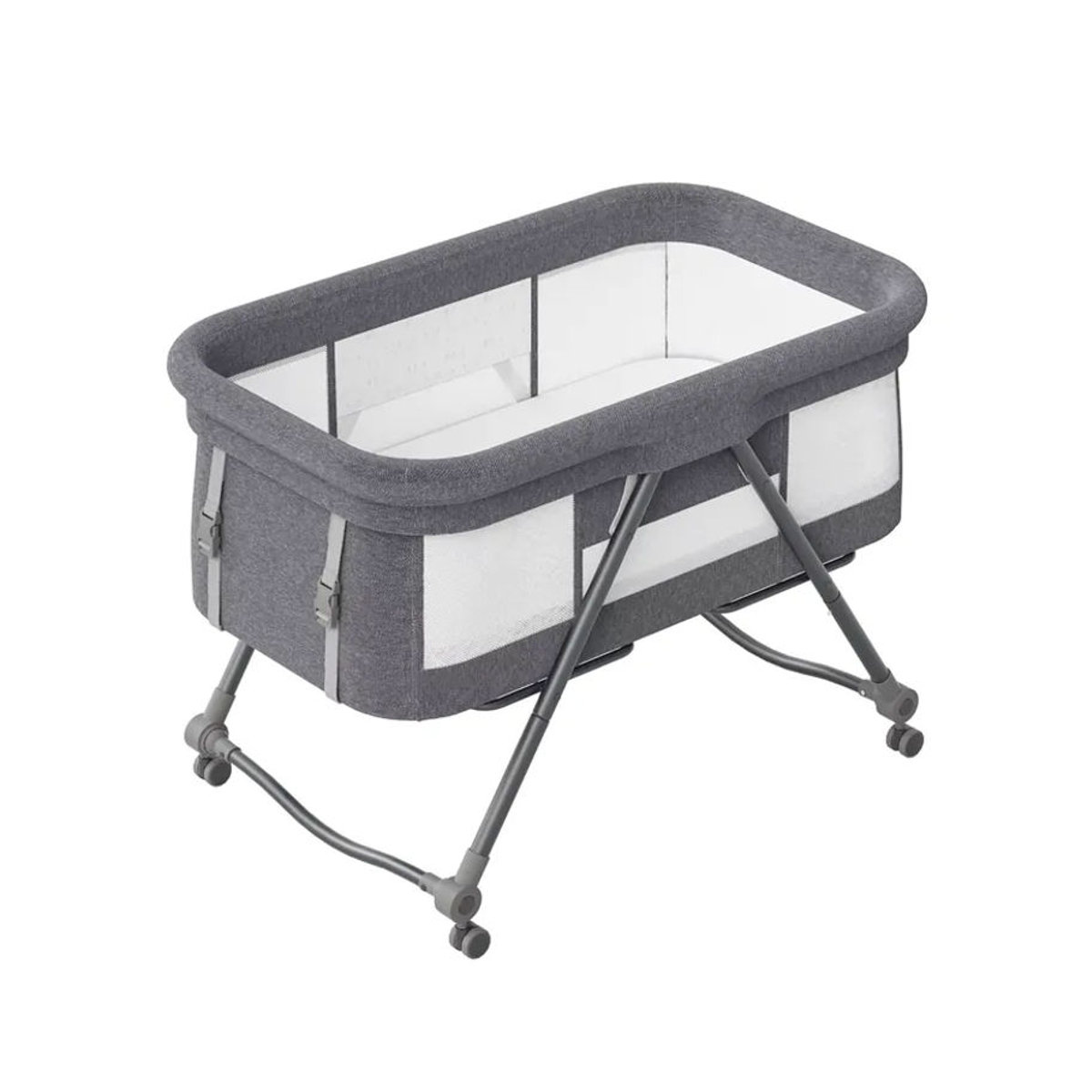 UBRAVOO Grab-and-go Reisebett mit Matratze und Schaukelfunktion, umwandelbares Babybett aus Stoff und Metall mit leisen Rollen, Beige/Grau - Bild 7