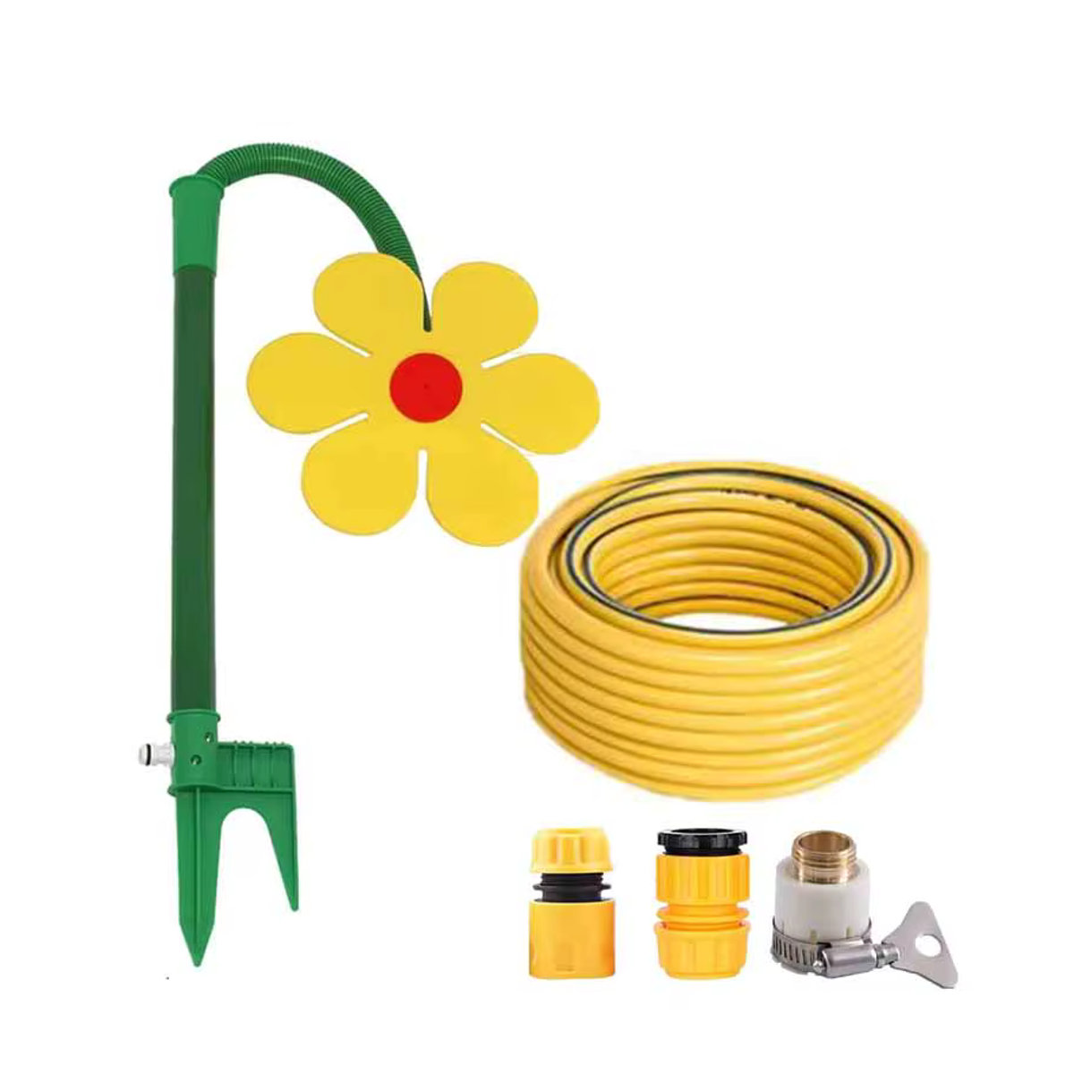 Ucus Spin 720 Rasensprinkler in Blumenform mit rotierendem Wasserspray für die Gartenbewässerung in Rot und Gelb - Bild 2