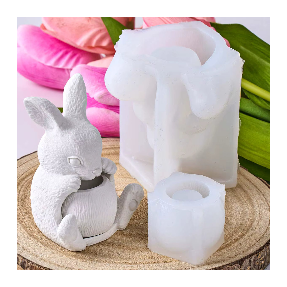 UDOCOOL 3D-Hasen-Ei-Silikonform für Kerzen und DIY-Dekoration, mehrfarbig - Bild 4