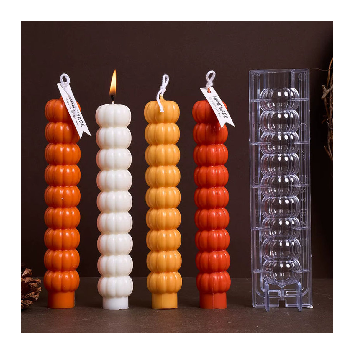 UDOCOOL DIY Kürbis Kerzenform aus Acryl für Halloween Duftkerzen in Orange - Bild 4