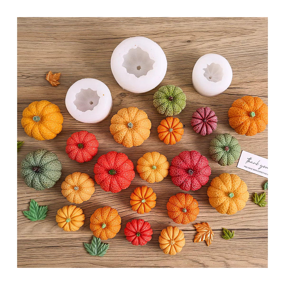 UDOCOOL Halloween Kürbis Silikonform für DIY Duftkerzen, Seife und Gips für deine Wohnkultur, Orange/Mehrfarbig - Bild 2