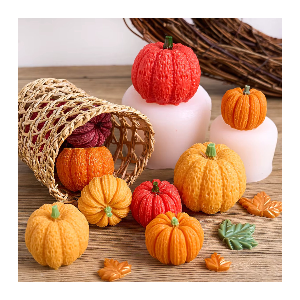 UDOCOOL Halloween Kürbis Silikonform für DIY Duftkerzen, Seife und Gips für deine Wohnkultur, Orange/Mehrfarbig - Bild 3