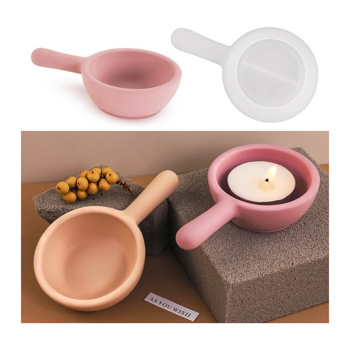 UDOCOOL Silikon Form für DIY Mini Griff Löffel und kleine Schalen in Rosa - Bild 1